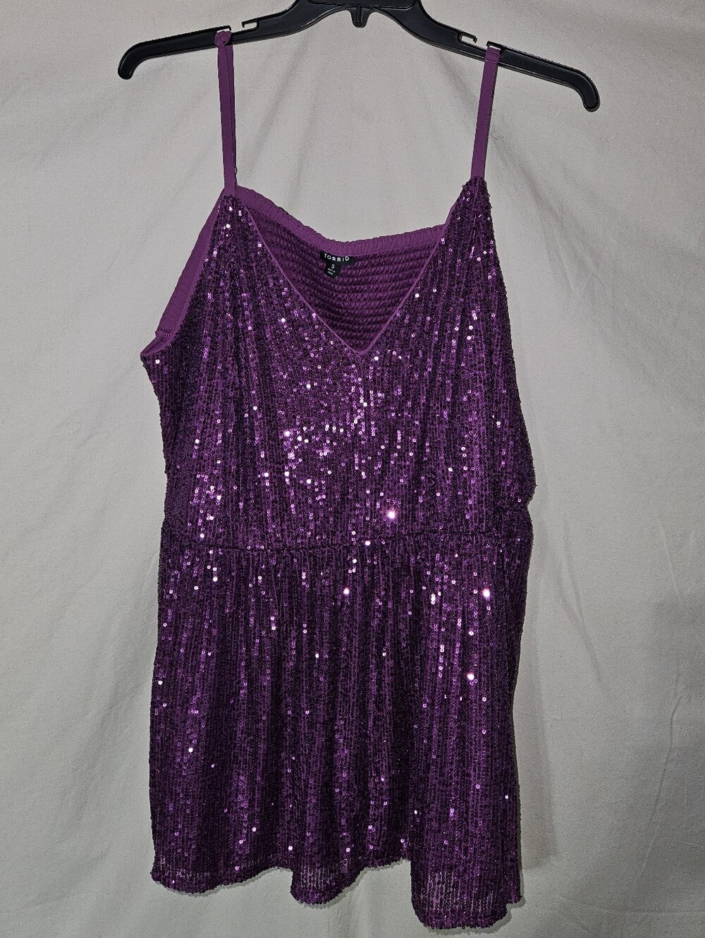 Torrid Purple Sequin Spaghetti Strap Party Top